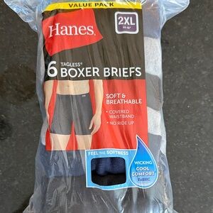 Hanes Tagless Boxer Briefs 6-Pack - Black, Gray, Blue